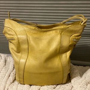 Elegant Yellow Leather Hobo Bag